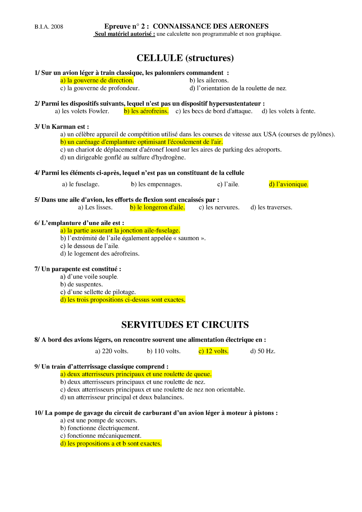 Bia2008 2CA - Cours - B.I. 2008 Epreuve N° 2 : CONNAISSANCE DES ...