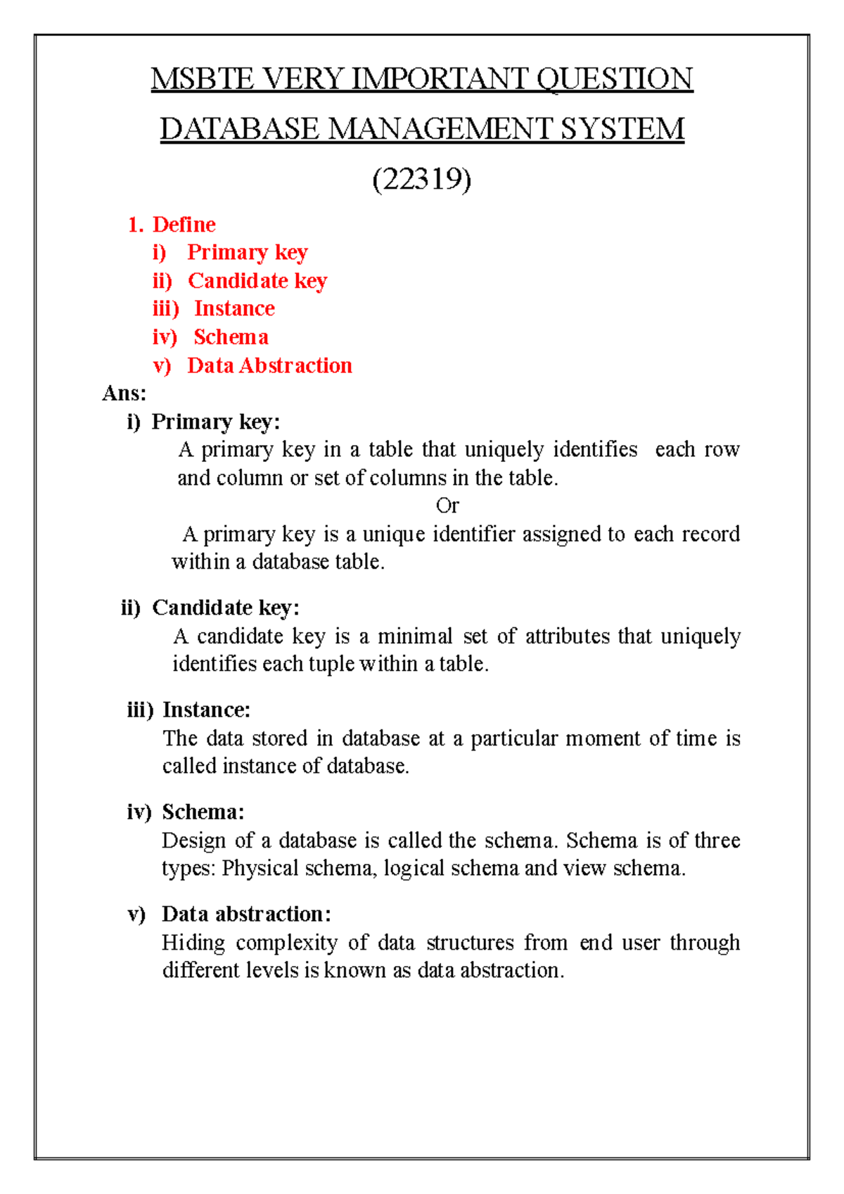 Database Managment System - Copy - Copy - MSBTE VERY IMPORTANT QUESTION ...