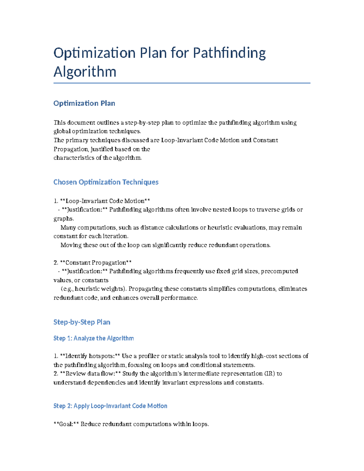 Pathfinding Algorithm Optimization Plan - Optimization Plan for ...