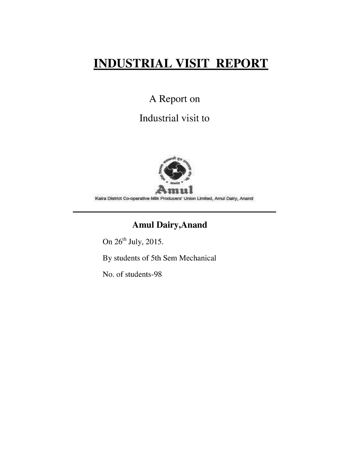 report on industrial visit by students