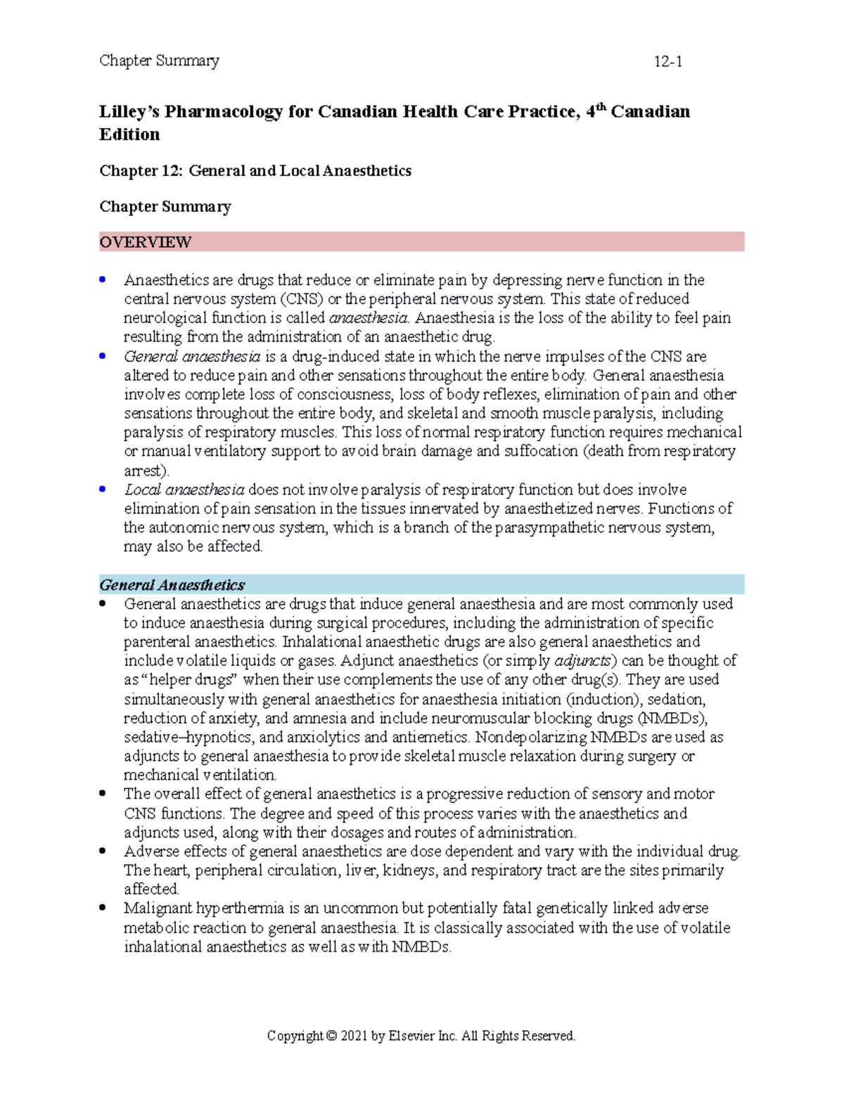 Chapter 012 - Lilley’s Pharmacology for Canadian Health Care Practice ...