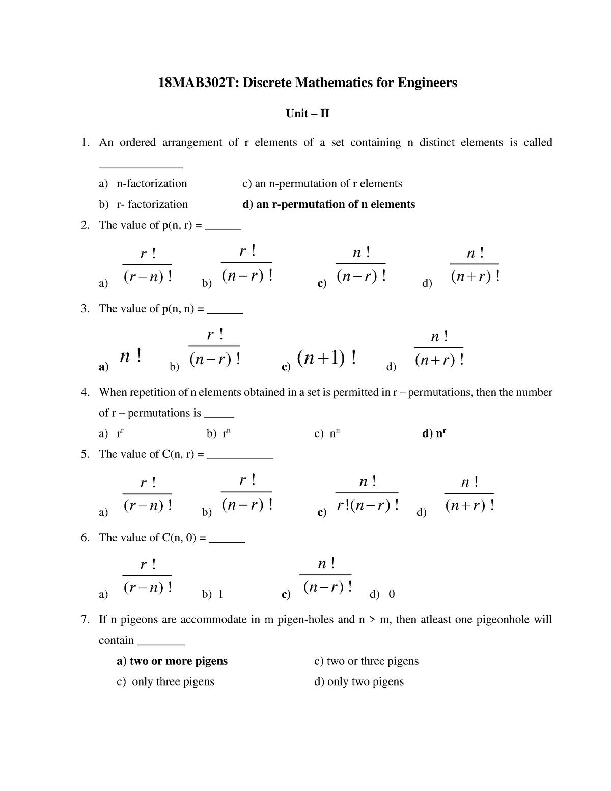 UNIT 02 - Notes - 18MAB302T: Discrete Mathematics For Engineers Unit ...