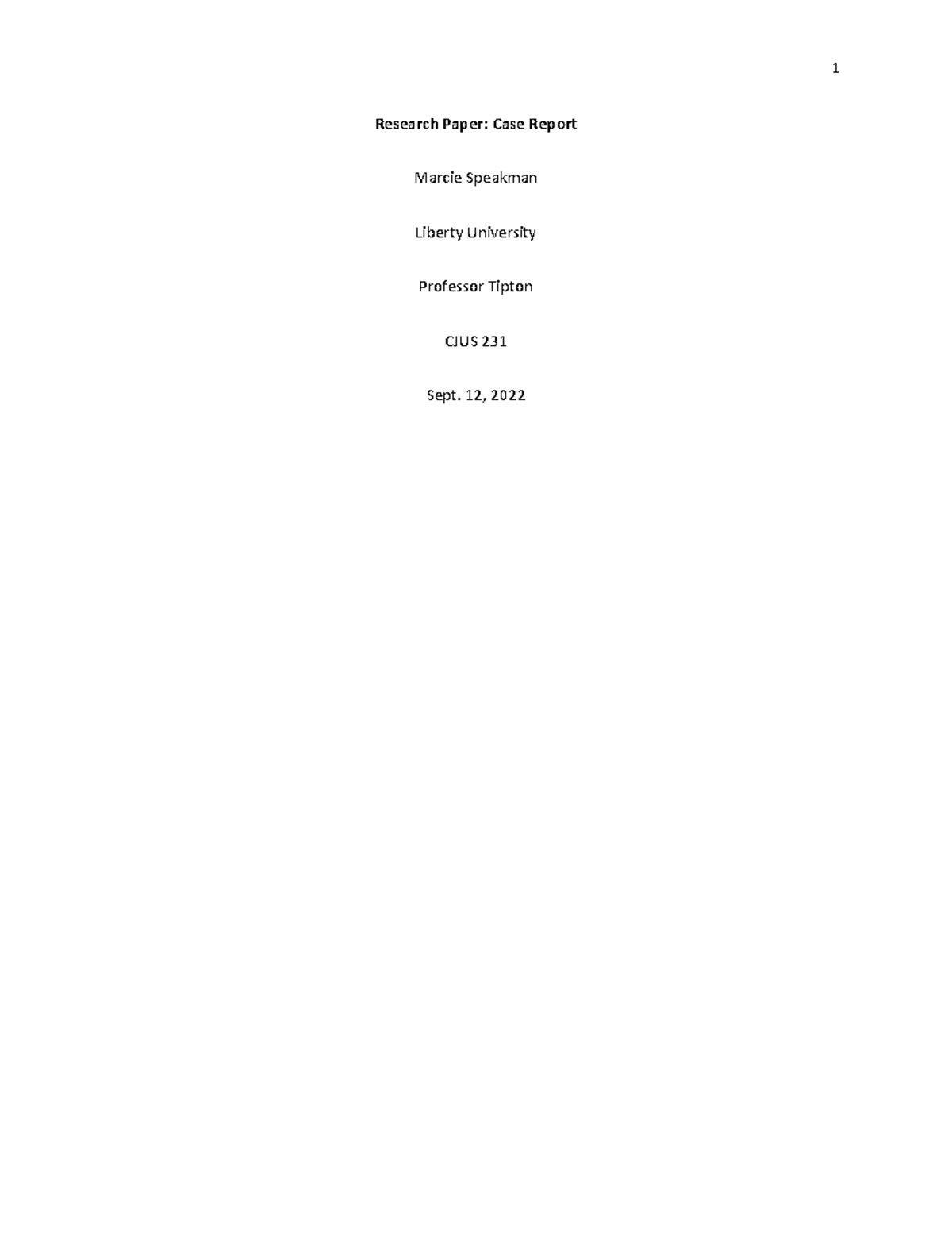 Case Report - essay - Research Paper: Case Report Marcie Speakman ...