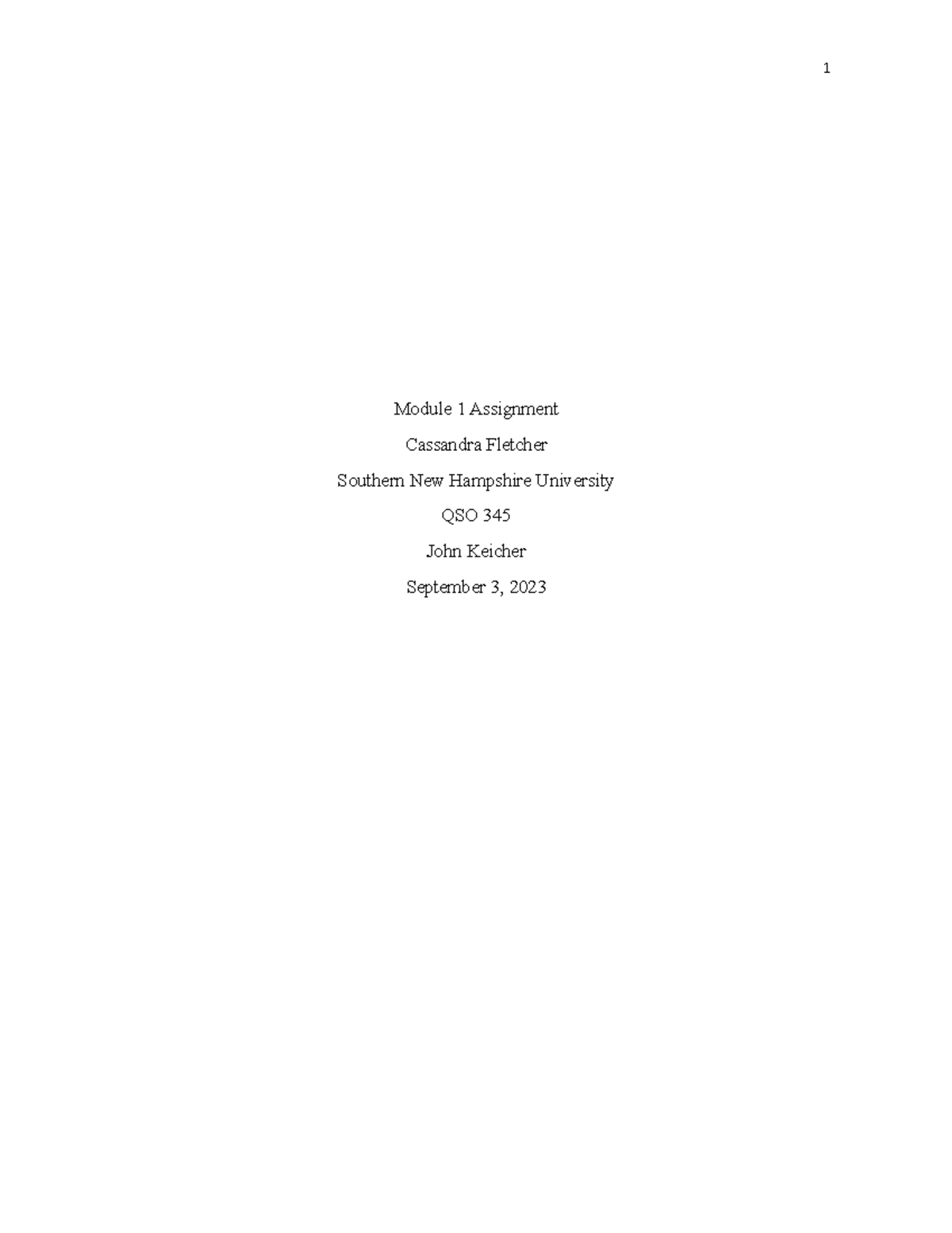 QSO345 Module 1 Assignment - Module 1 Assignment Cassandra Fletcher ...