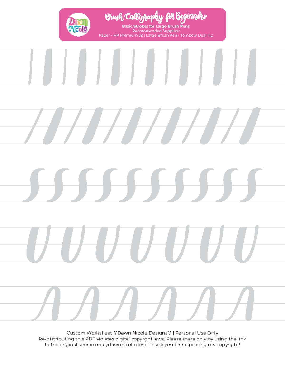 Basic Strokes for Large Brush Pens REV - Basic Strokes for Large Brush ...