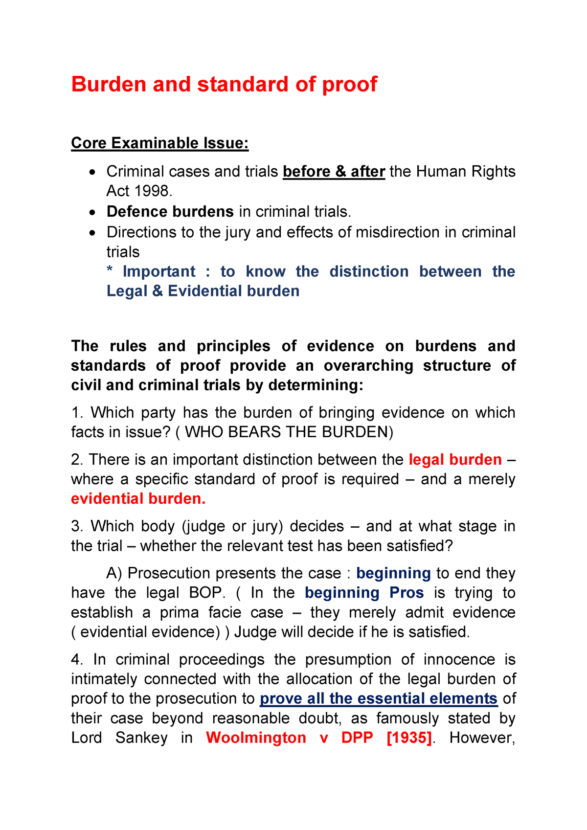 Burden And Standard Of Proof - Defence Burdens In Criminal Trials ...