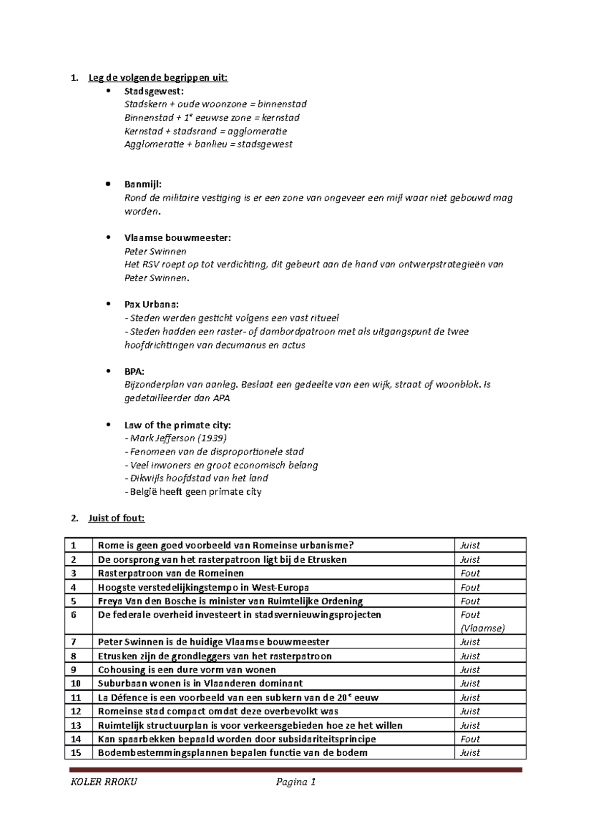 Stedelijke Ontwikkeling Samenvatting - Leg De Volgende Begrippen Uit ...