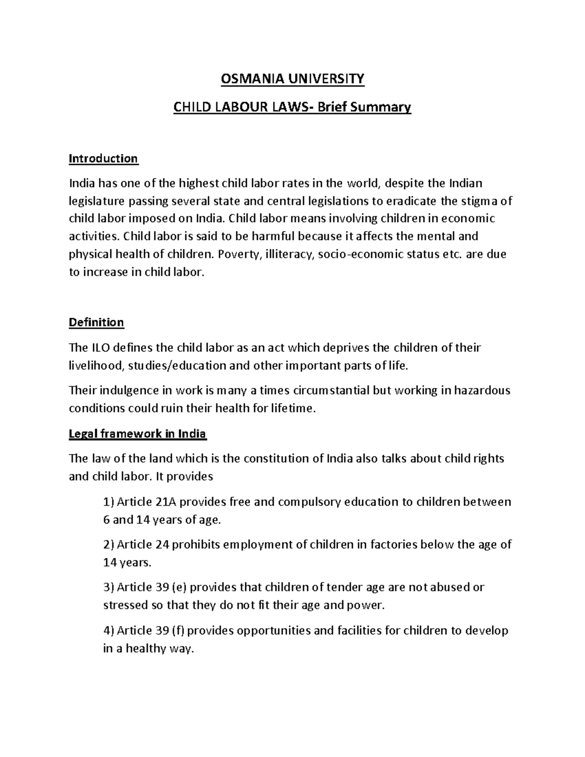Child Labour Brief - Warning: TT: undefined function: 32 OSMANIA ...