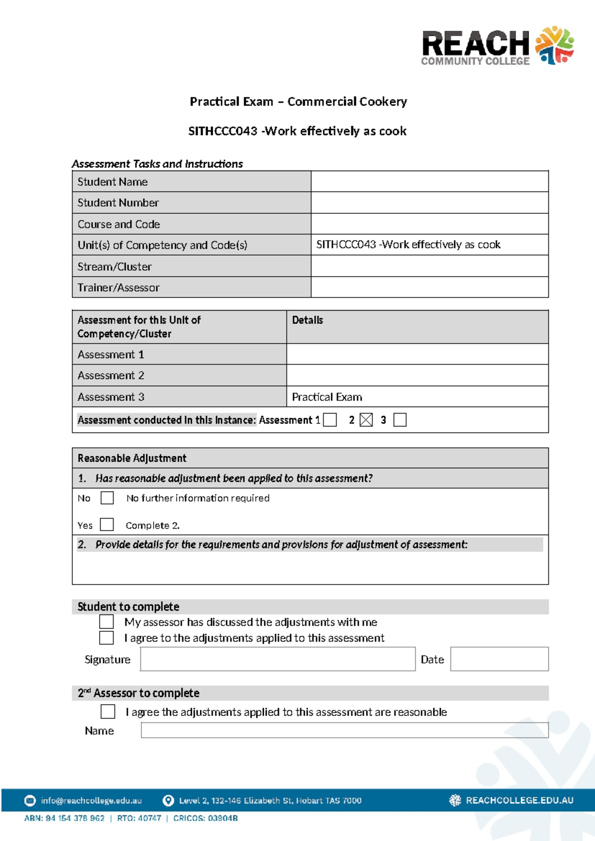 Assessment 2 Practical Exam - Practical Exam – Commercial Cookery ...