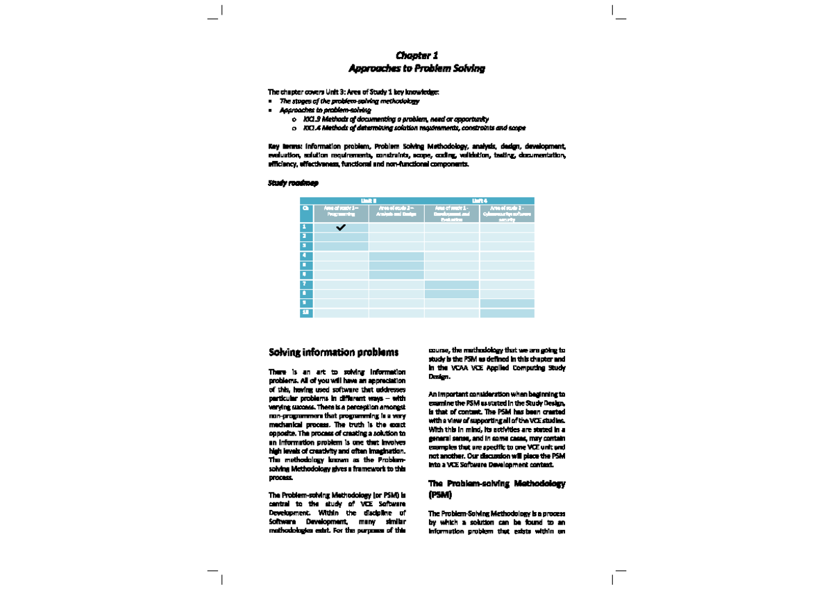 AOS1 [Approaches to Problem Solving] key information - Studocu