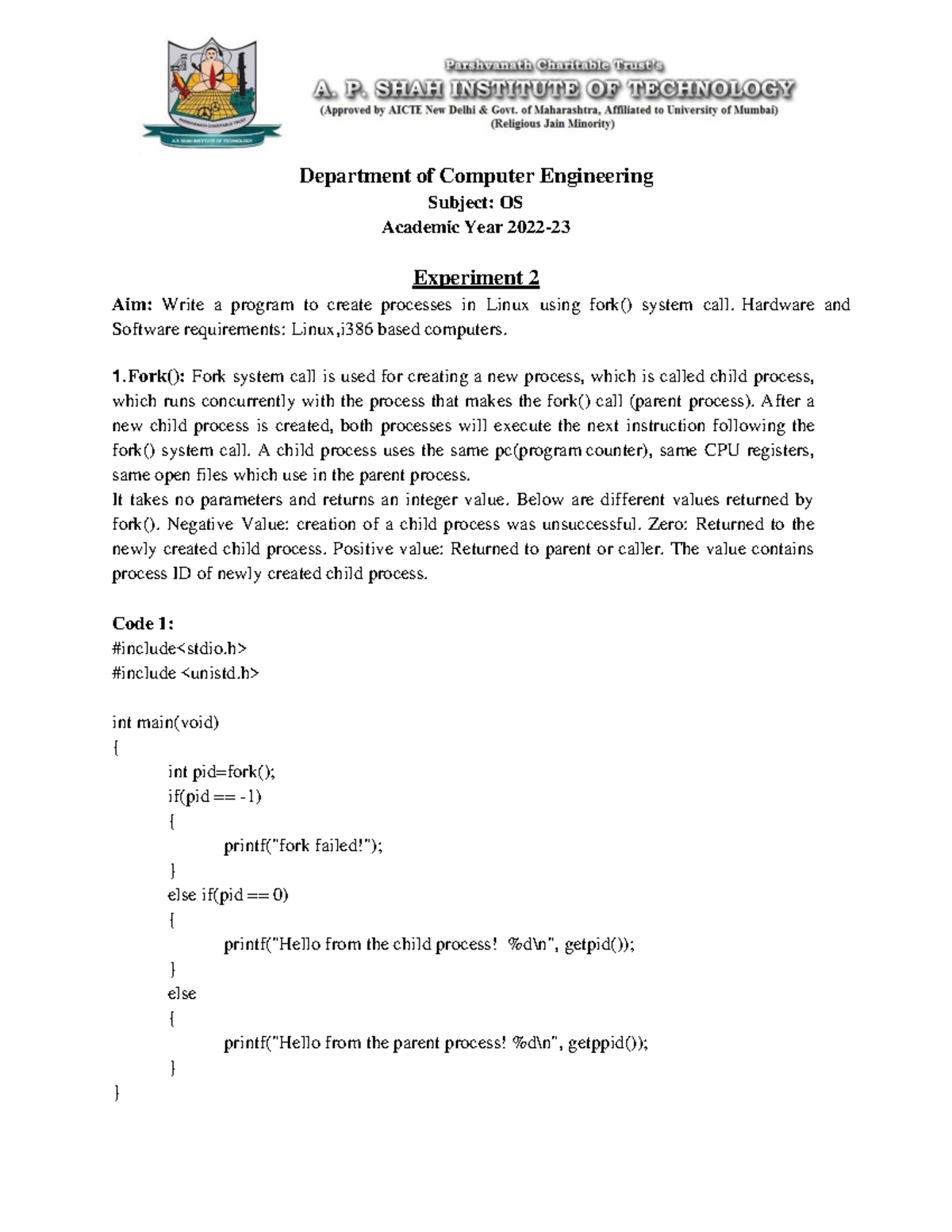 Viva AOA Questions - Department of Computer Engineering Subject: OS ...