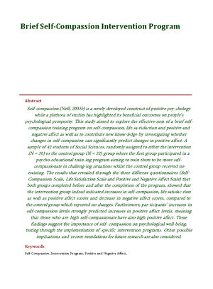 Brief Self-Compassion Intervention Program