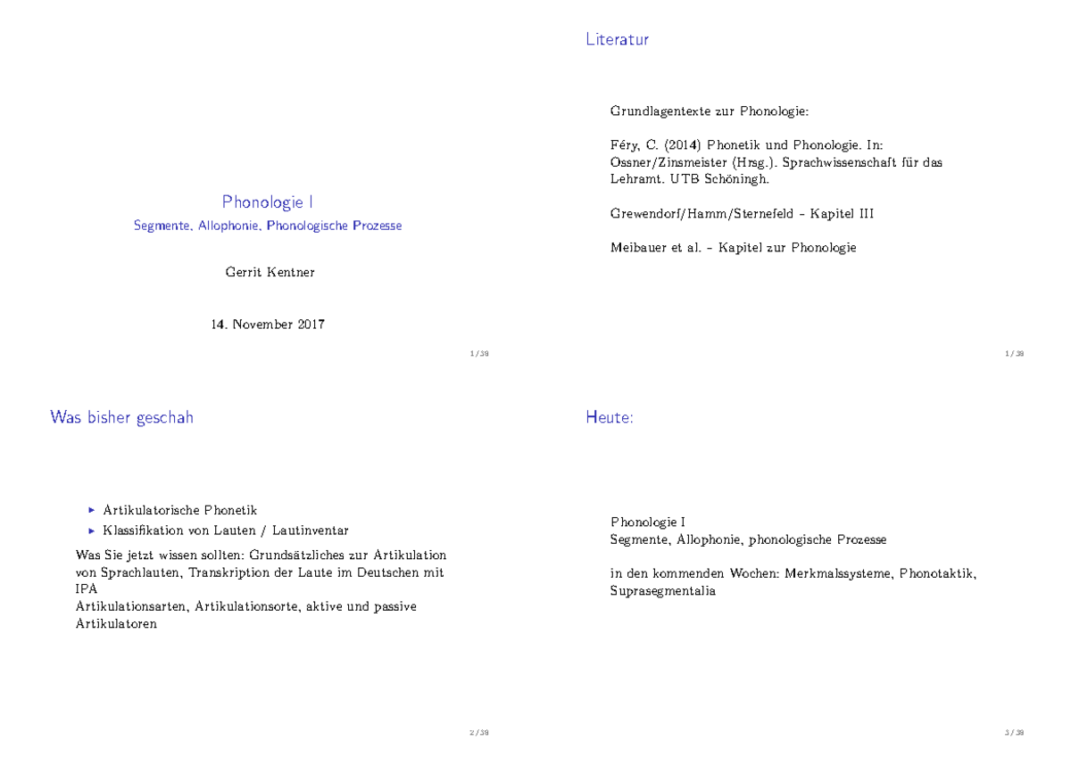 Phonologie (2014) und Phonologie. In Ossner/Zinsmeister
