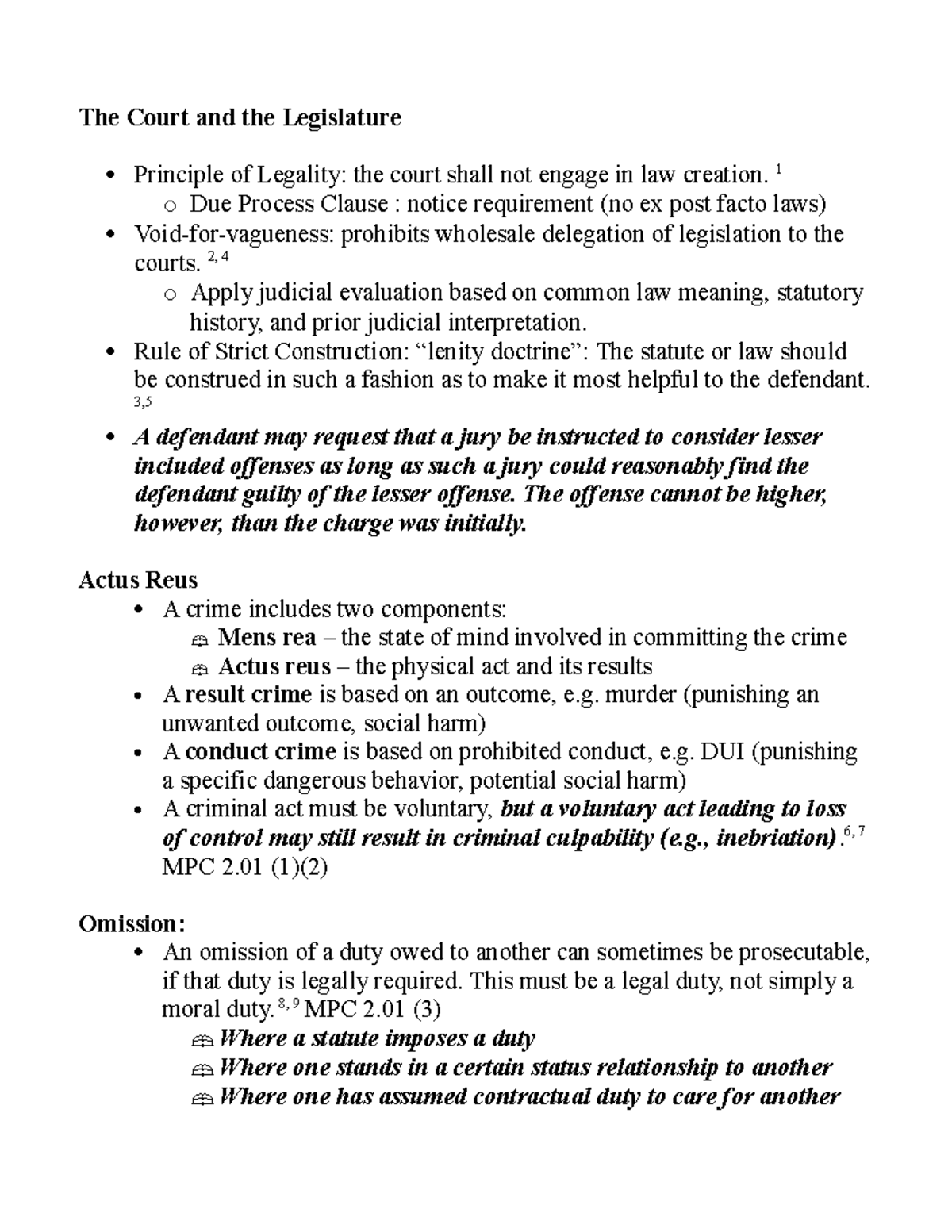 Criminal 5 - The Court and the Legislature Principle of Legality: the ...