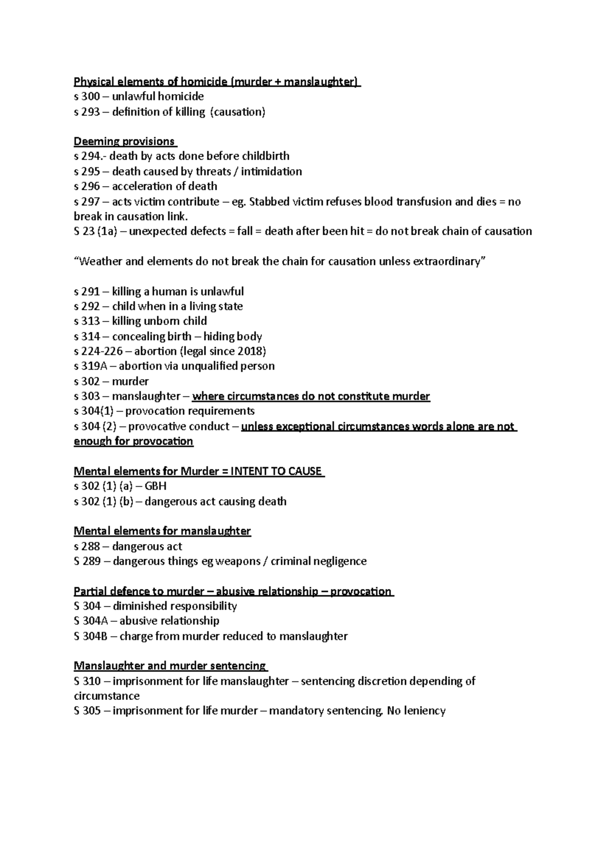 Codes for mod 3:4 - Physical elements of homicide (murder ...