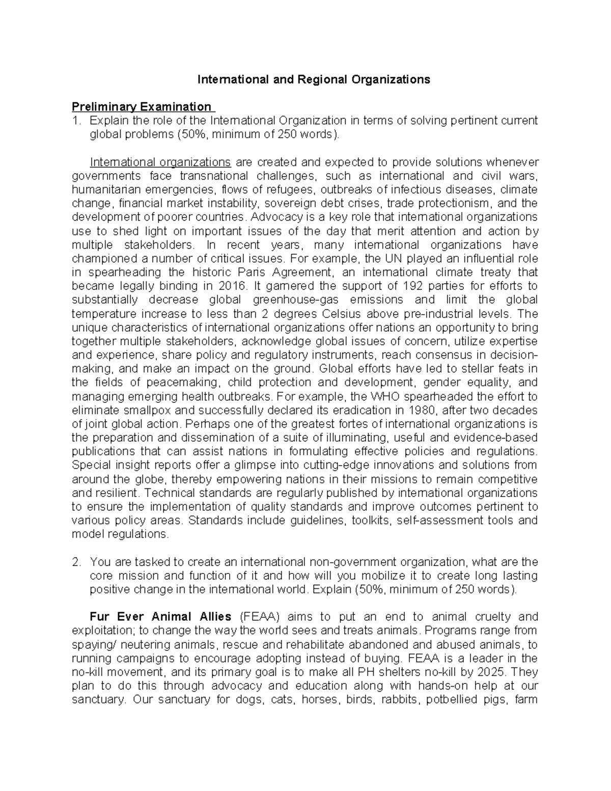 Preliminary Examination in International and Regional Organizations ...