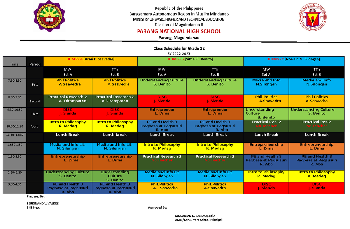 SHS-Class-Program-SY-2022-2023-1st-Sem - Bangsamoro Autonomous Region ...