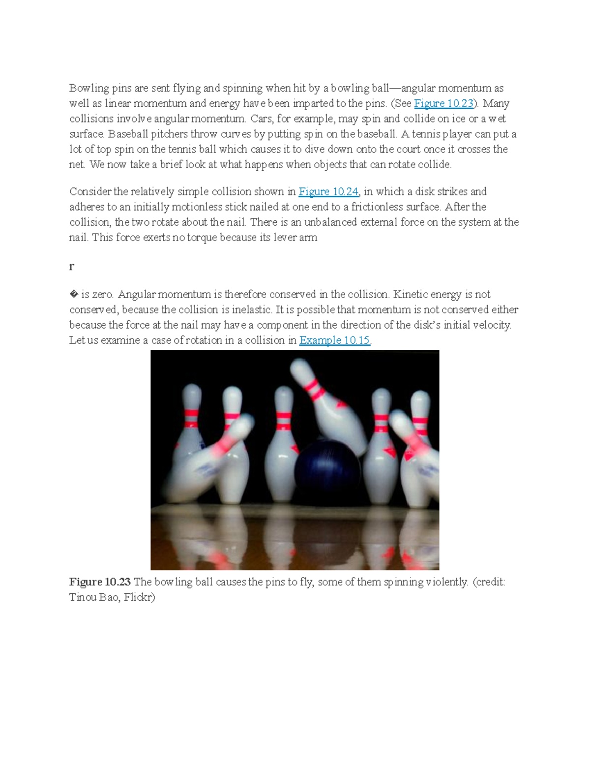 Lesson Note on Extended Body Collision Bowling pins are sent flying
