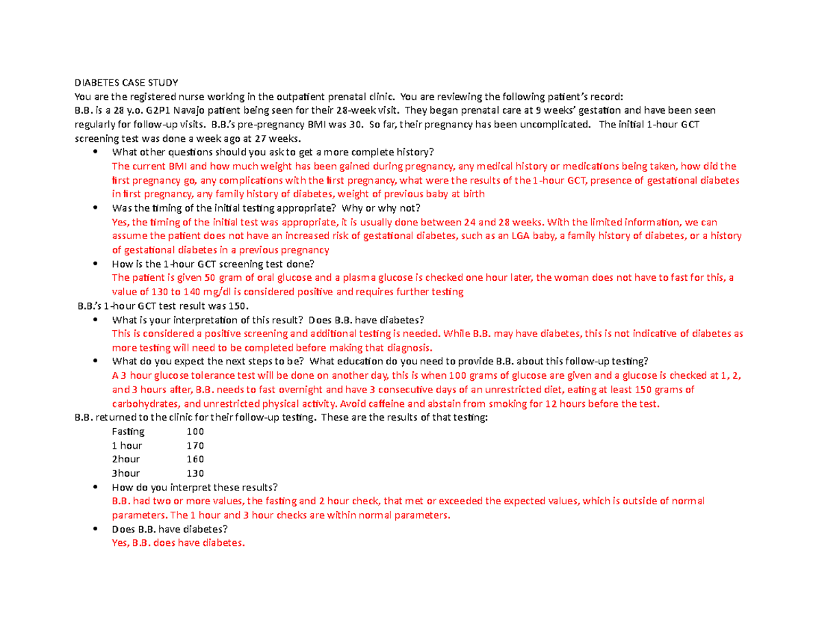 diabetes case study for nursing students