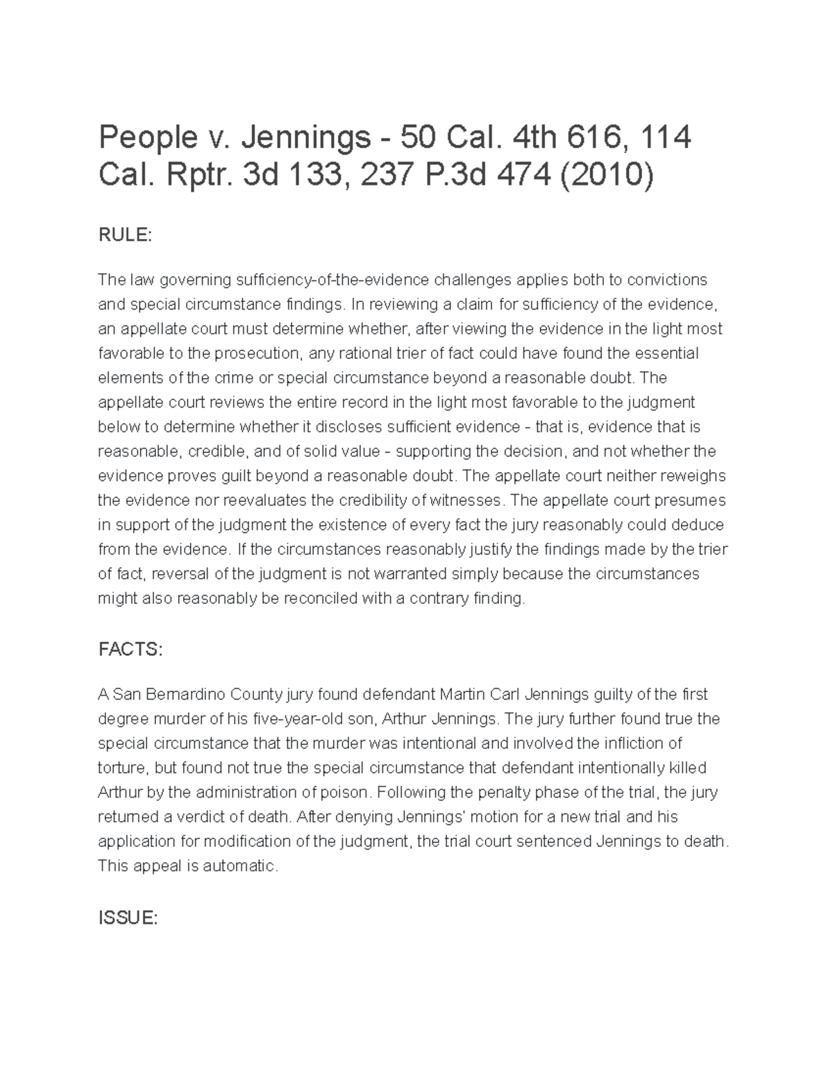 People v Jennings - case - People v. Jennings - 50 Cal. 4th 616, 114 ...