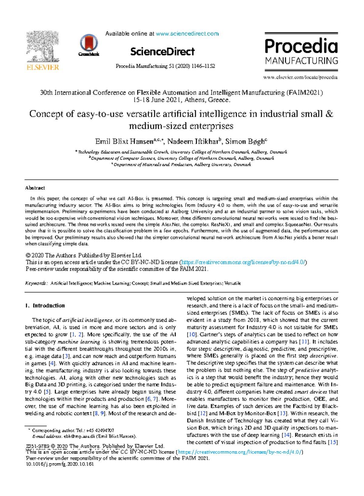 Concept of easy-to-use versatile artificial intell - ScienceDirect ...