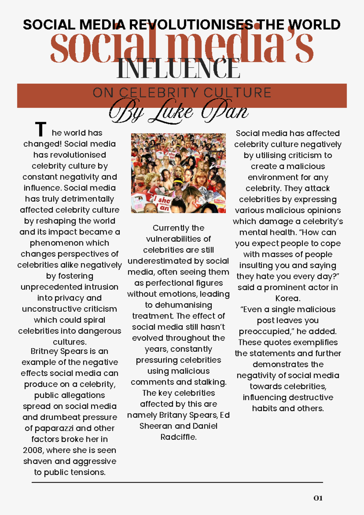 Corrected Feature Article - social media’s INFLUENCE ON CELEBRITY ...