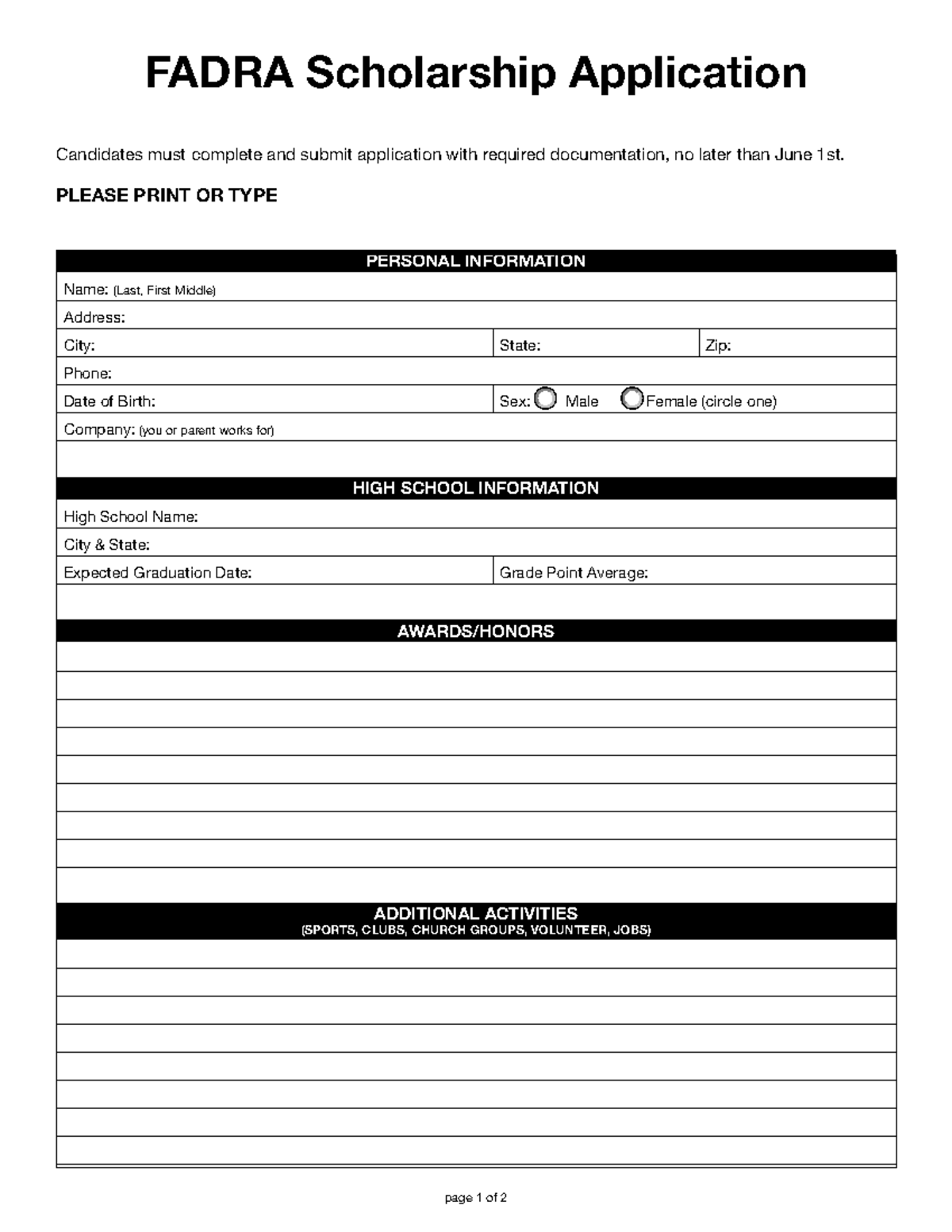 Fadra-Scholarship-Application - PERSONAL INFORMATION Name: (Last, First ...