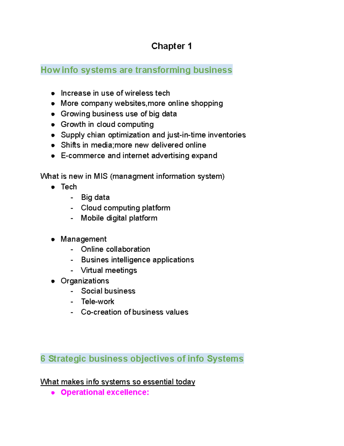 2KA3 Lmrklgmekrgre - Chapter 1 How Info Systems Are Transforming ...