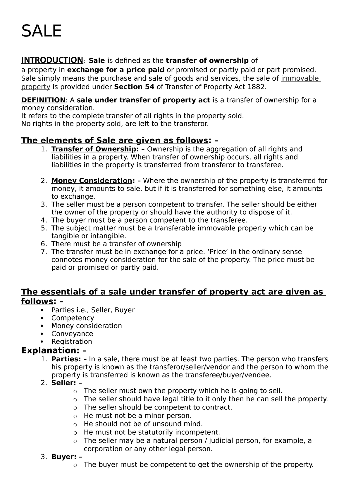 case study transfer of property act