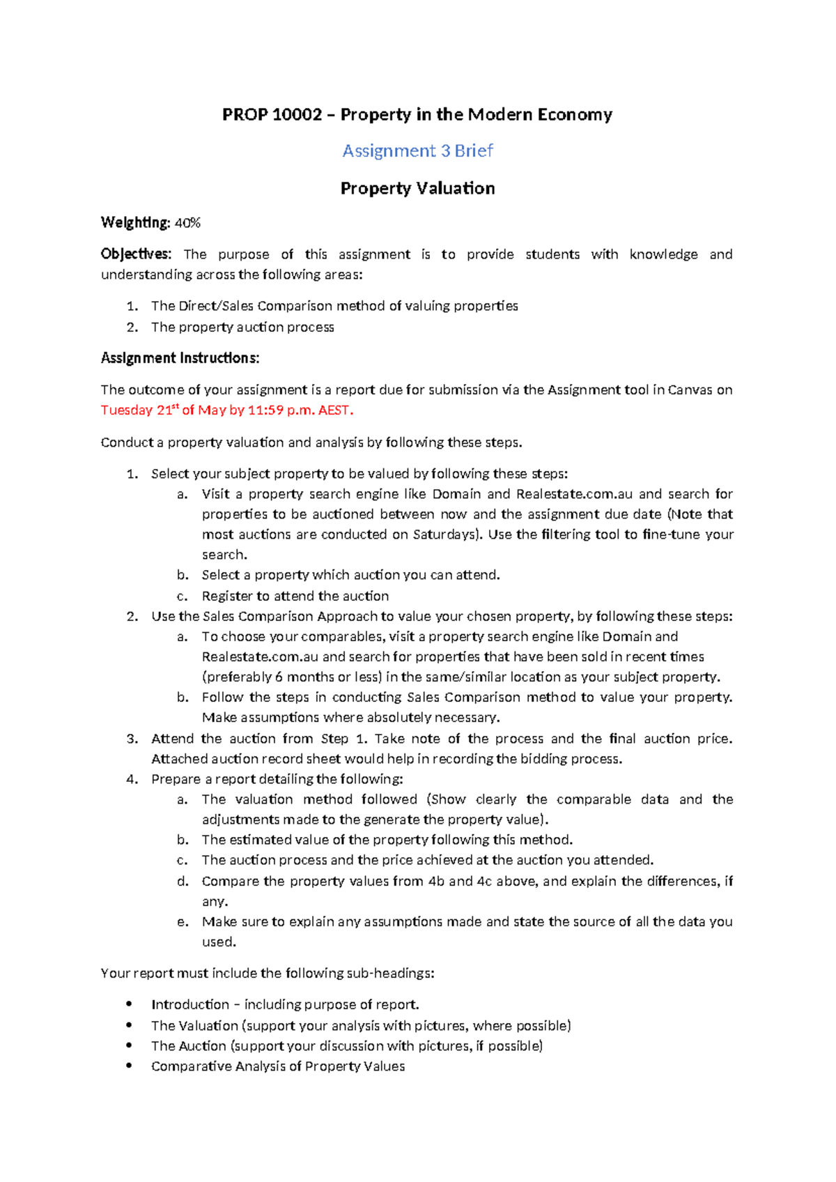 Assignment 3 Brief 2024 - Tagged - PROP 10002 – Property in the Modern ...
