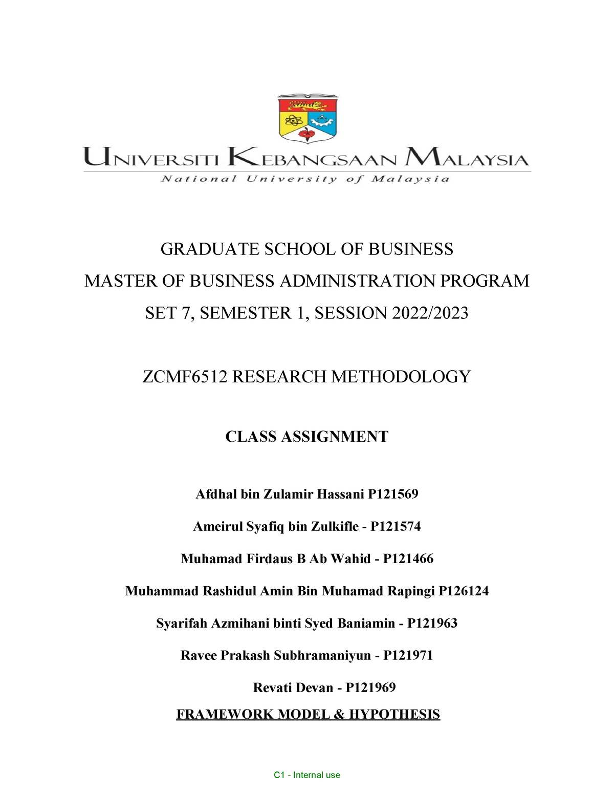 graduate level business program assessment assignment