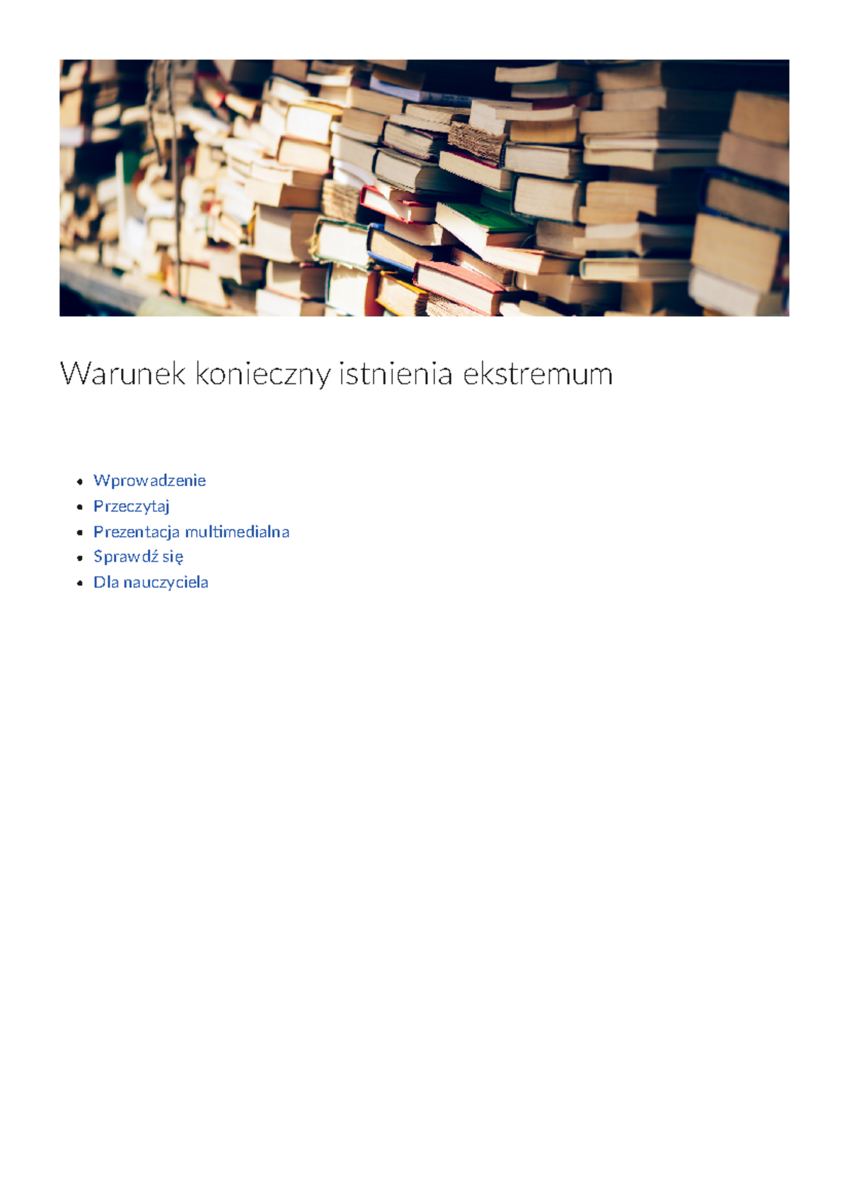 Warunek konieczny istnienia ekst - Warunek konieczny istnienia ...