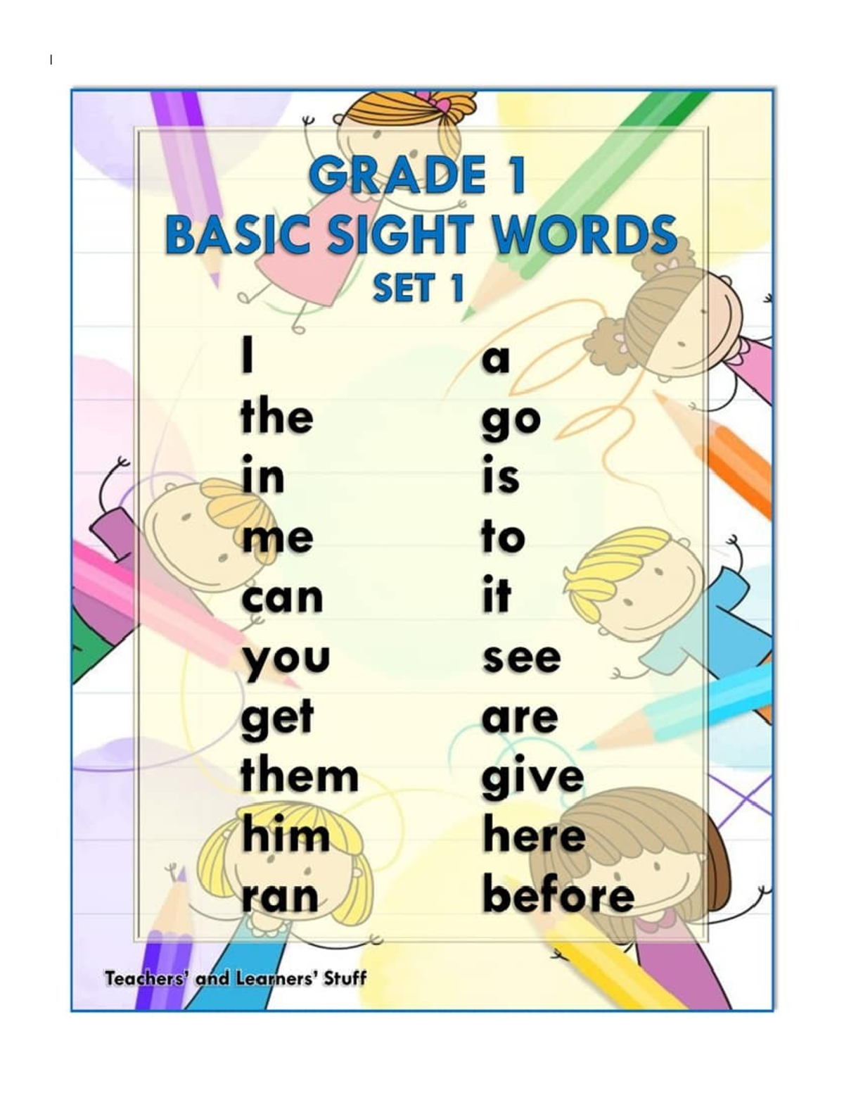 Basic Sight Words Grade 1,2,3,4,5,6 - Bachelor Of Elementary Education 