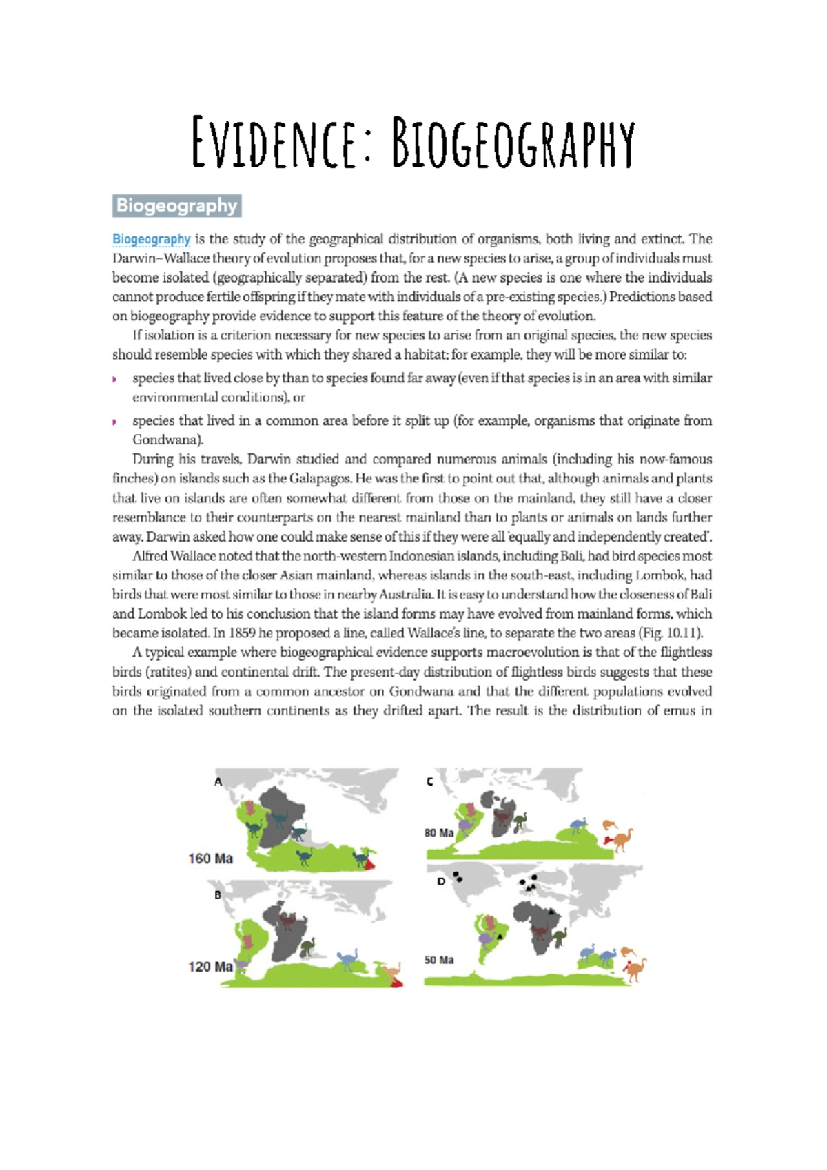 Copy of 1d. Biogeography - Evidence: Biogeography - Studocu