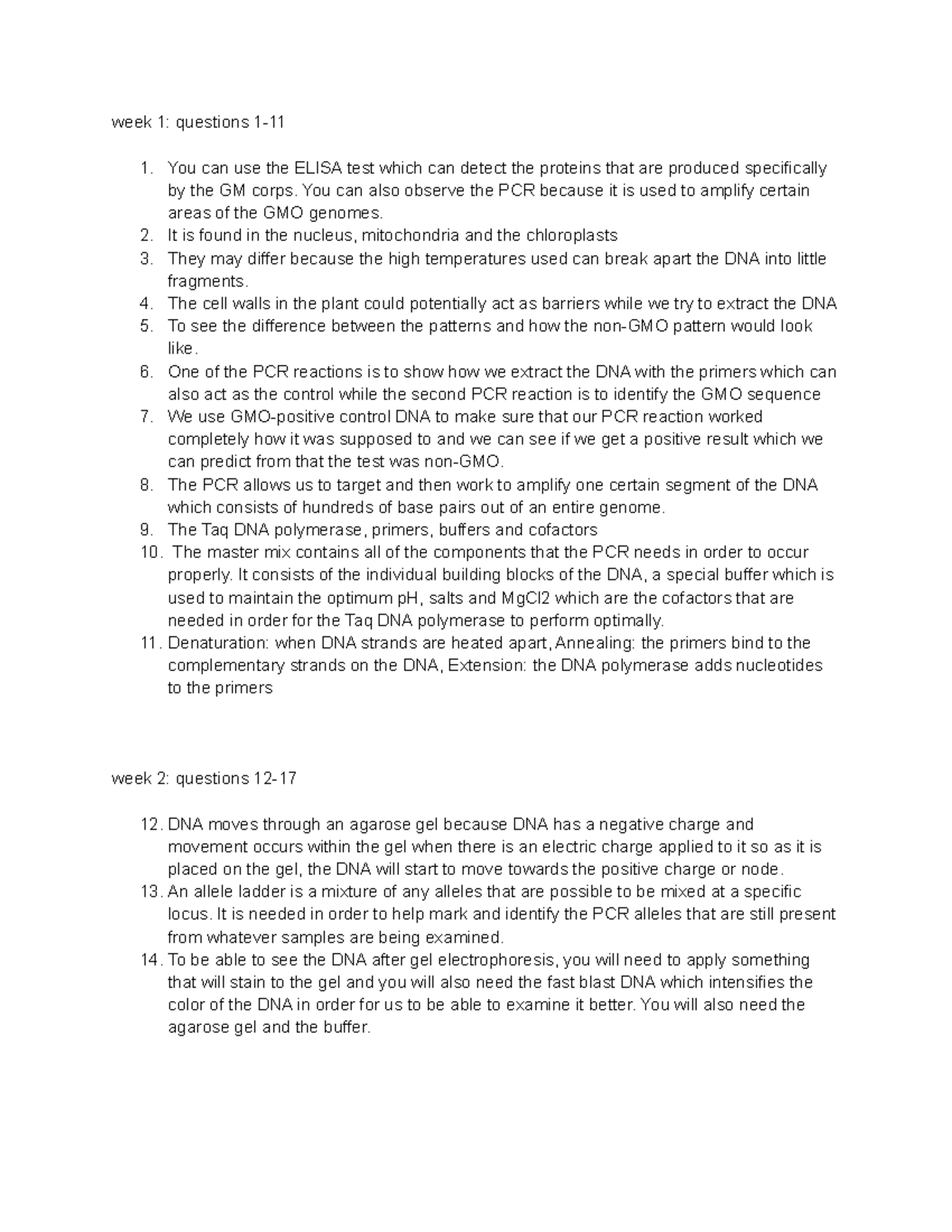 Bio lab 9 - bio lab 9 - week 1: questions 1- You can use the ELISA test ...
