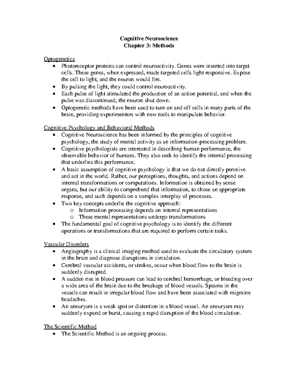 Cognitive Neuroscience Ch 3 and 5 - Cognitive Neuroscience Chapter 3 ...