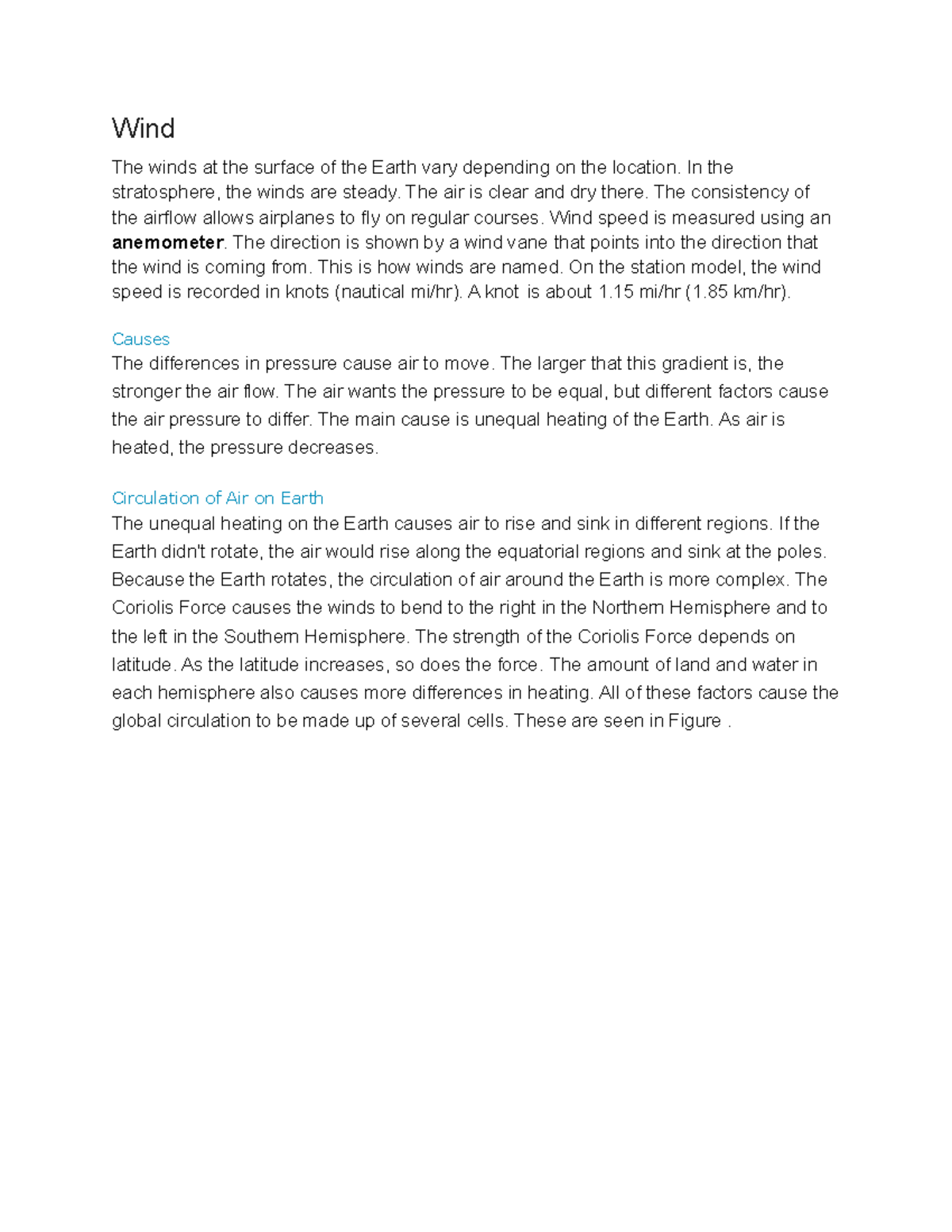 Wind and Air masses - Lecture notes 8 - Wind The winds at the surface ...