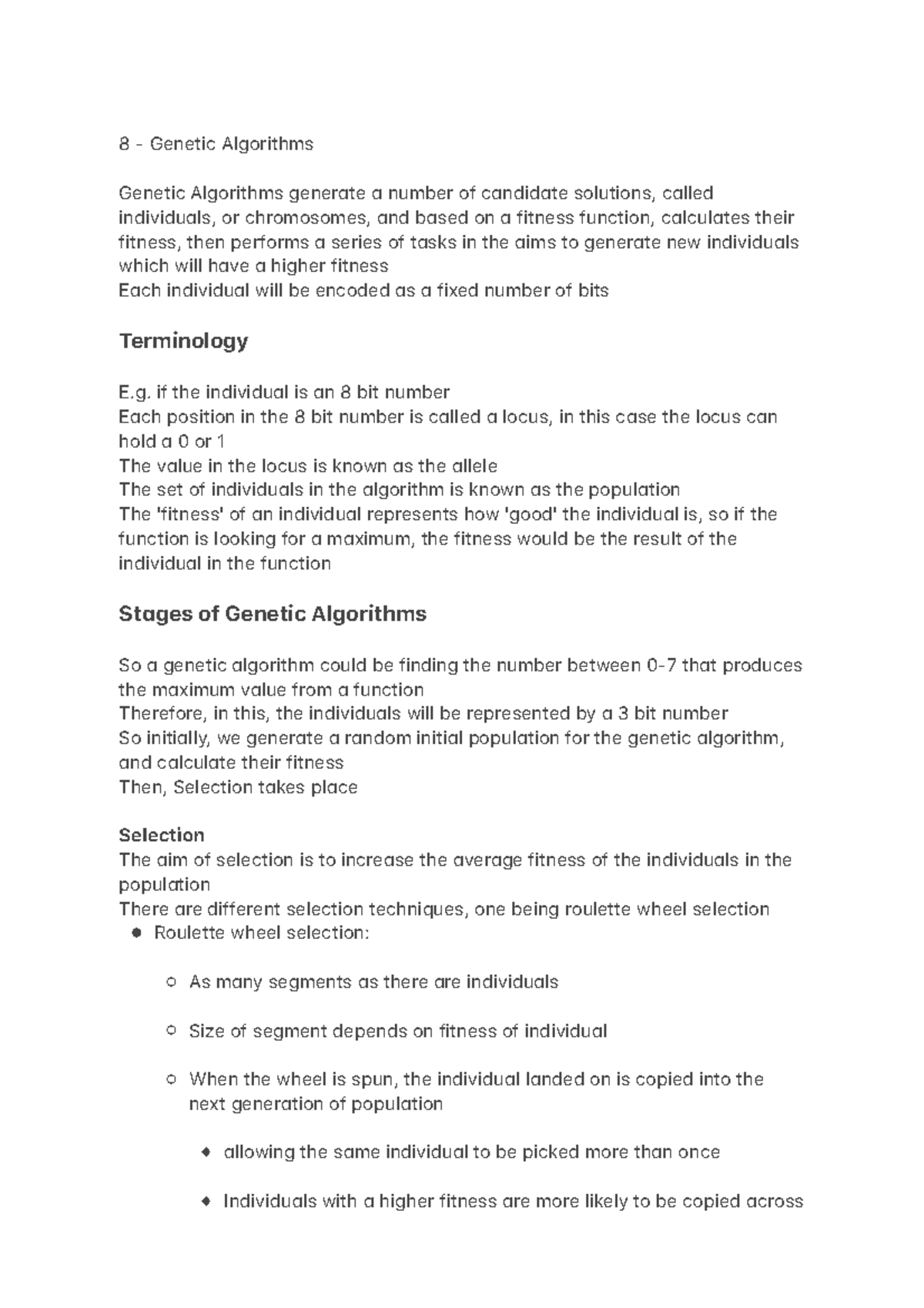 8 - Genetic Algorithms, Problem Representation - 8 - Genetic Algorithms ...