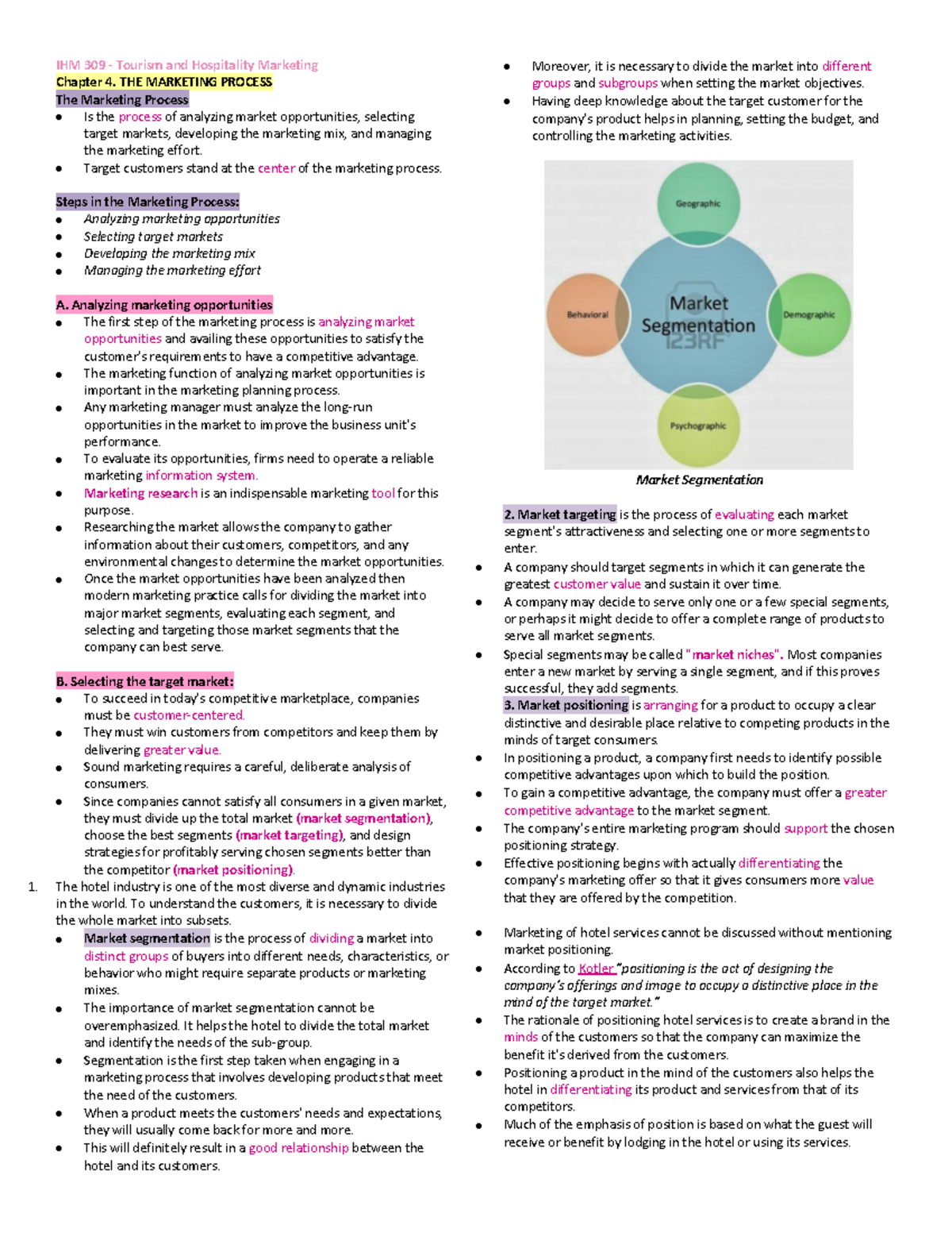 IHM 309 Reviewer - IHM 309 - Tourism and Hospitality Marketing Chapter ...