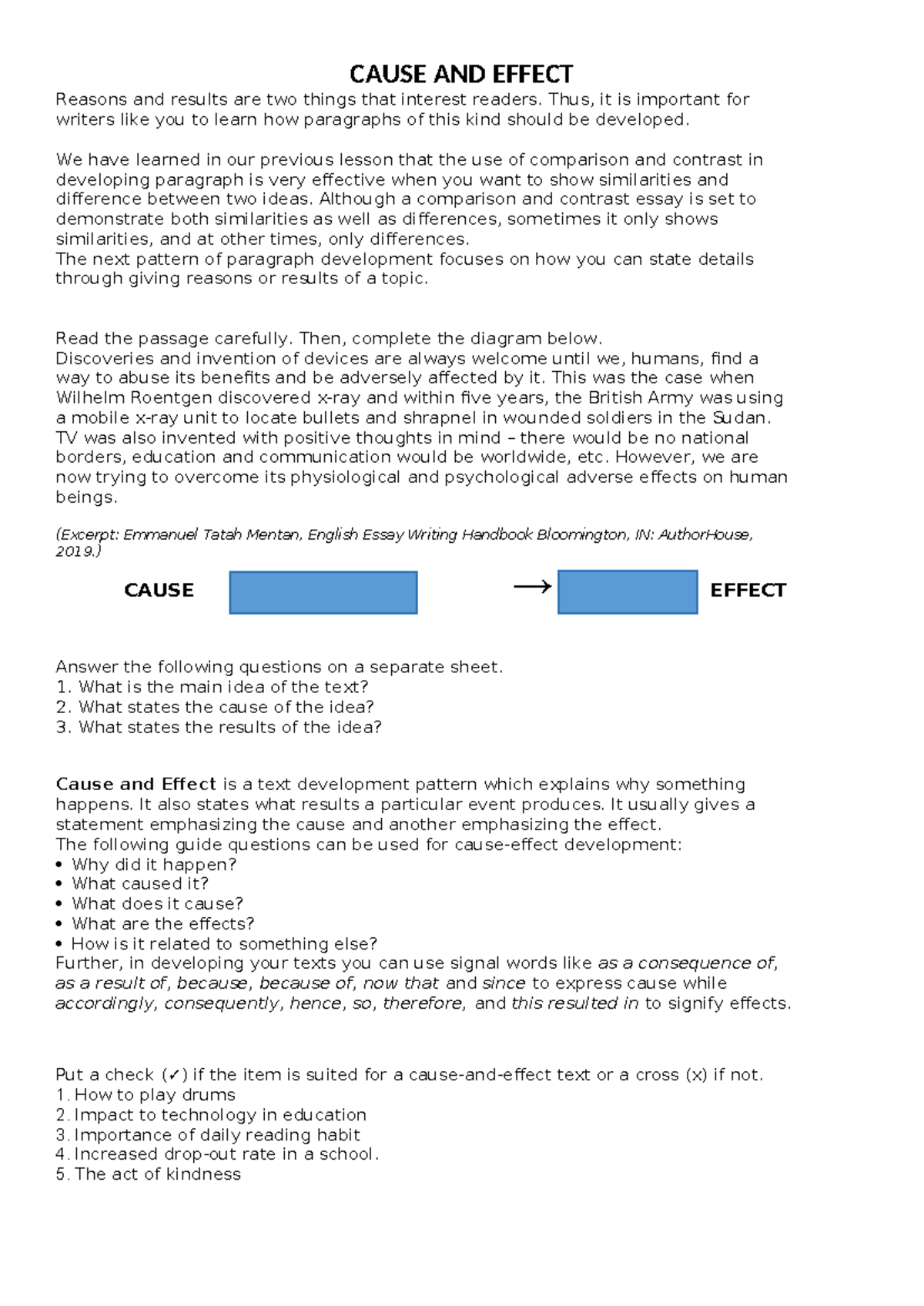 Lesson 6 Cause AND Effect - CAUSE AND EFFECT Reasons and results are ...