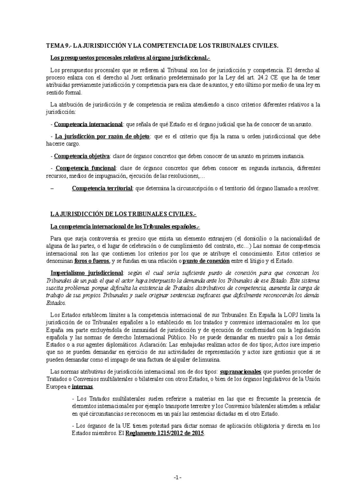 9.- La jurisdicción y la competencia de los tribunales civiles - TEMA 9 ...