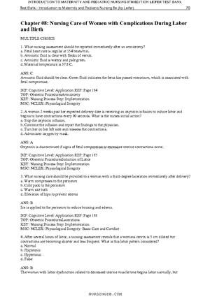 TB-Chapter 07 Nursing Management Of Pain During Labor And Birth ...