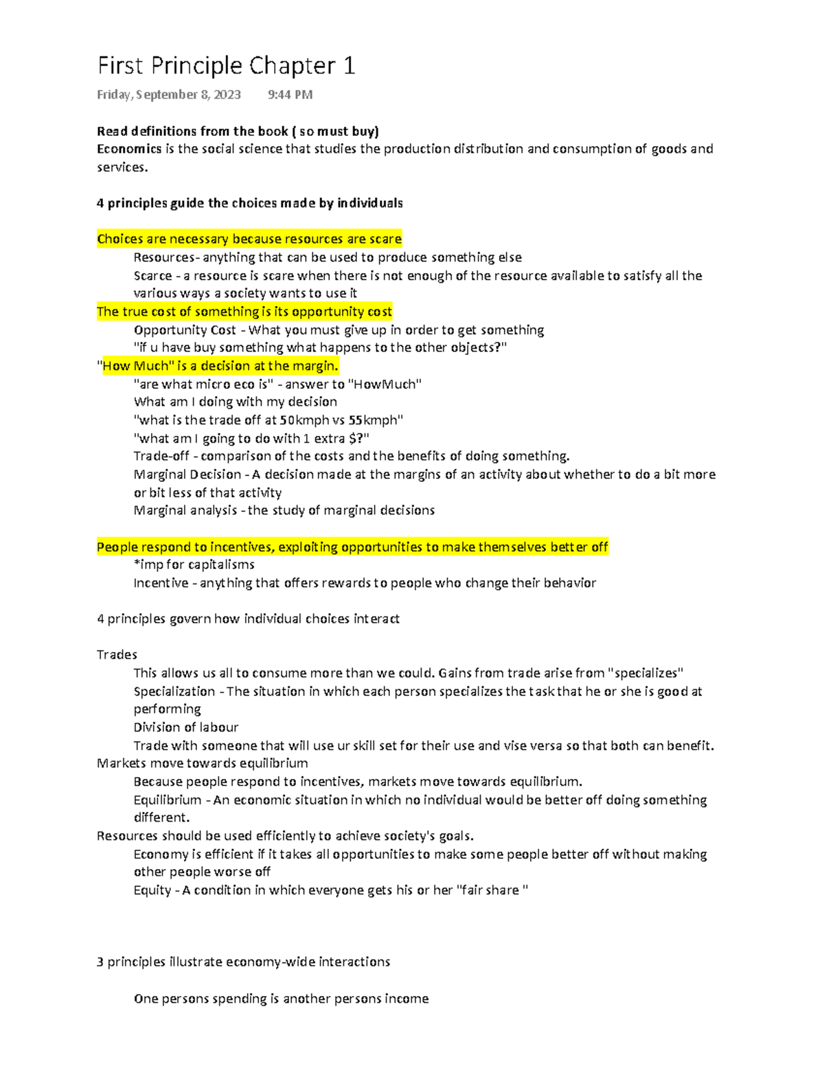 ECON Ch1 1010 - Economics 1010 chapter 1 - Read definitions from the ...