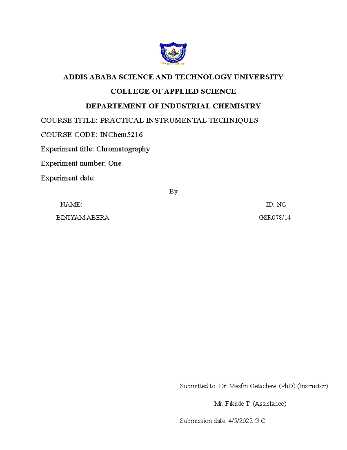 chromatograph laboratory report on Paper TLC and column chromatography