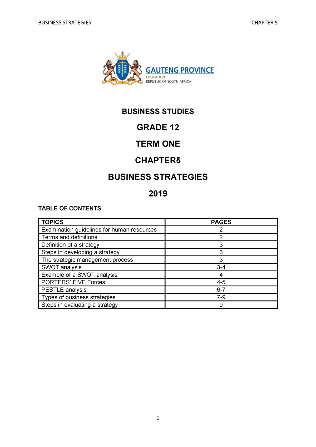 business strategies essay grade 12