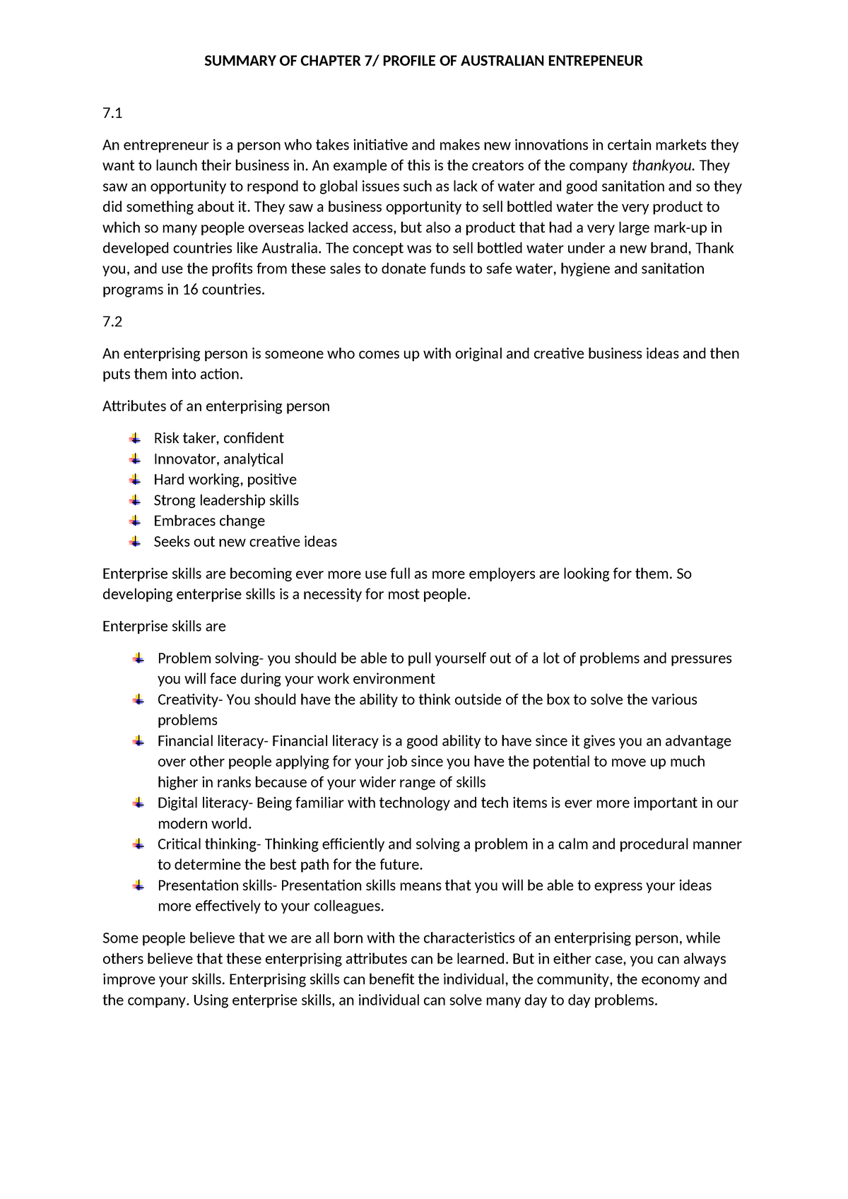 The price mechanism - SUMMARY OF CHAPTER 7/ PROFILE OF AUSTRALIAN ...