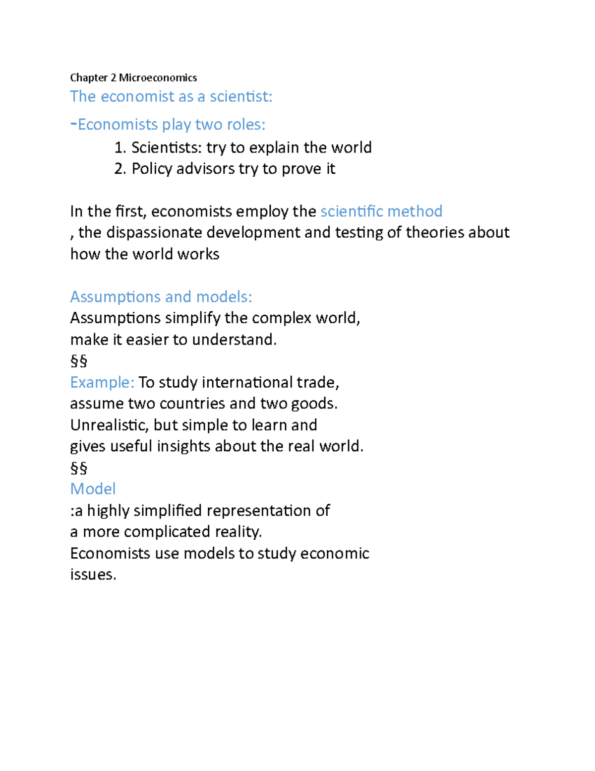 Chapter 2 Microeconomics - Chapter 2 Microeconomics The Economist As A ...