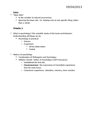 Study Work For Exam 1 - Psychology Test Review Chapter 1 Definitions ...