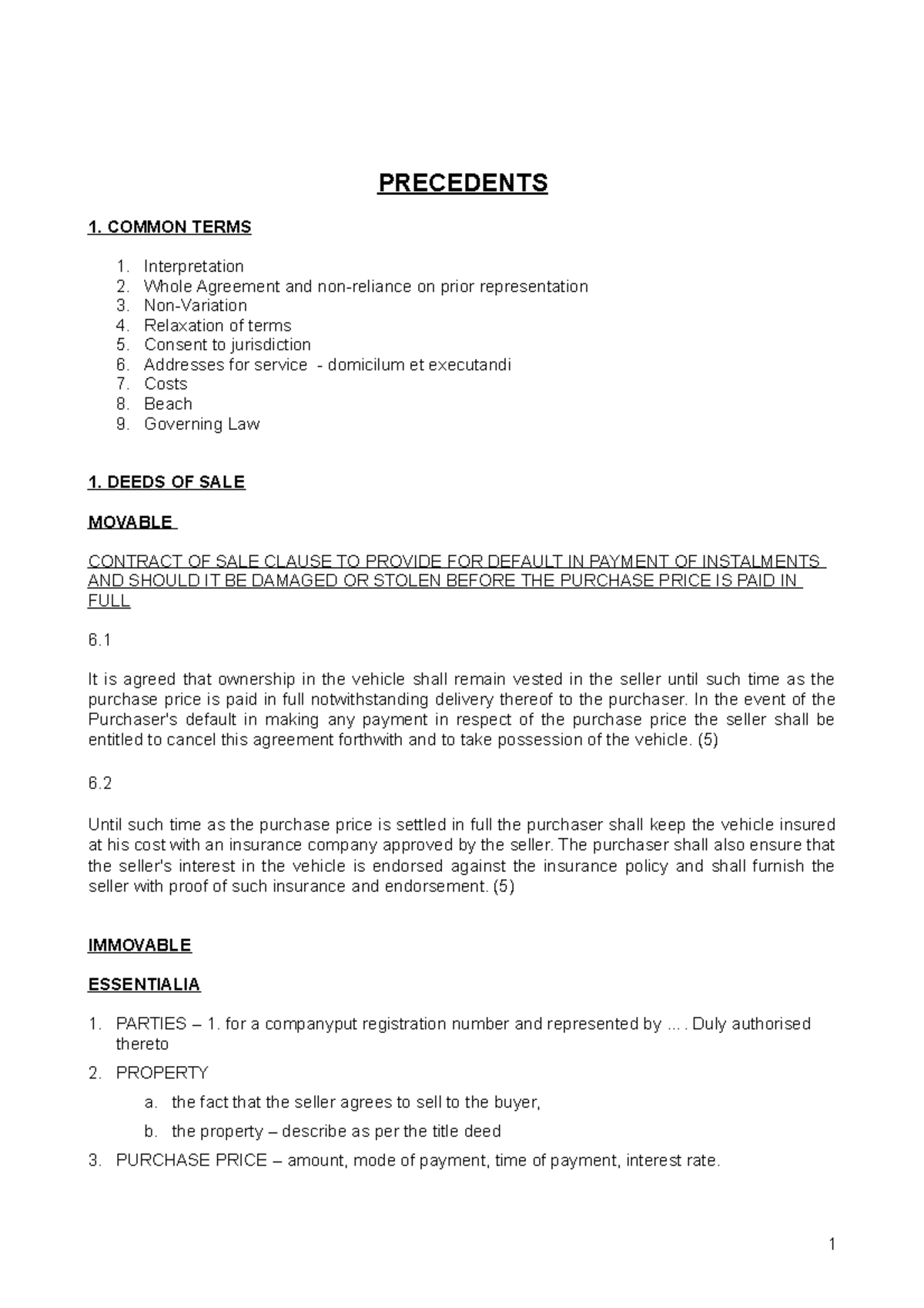 Ethics Precedents - PRECEDENTS 1. COMMON TERMS Interpretation Whole ...