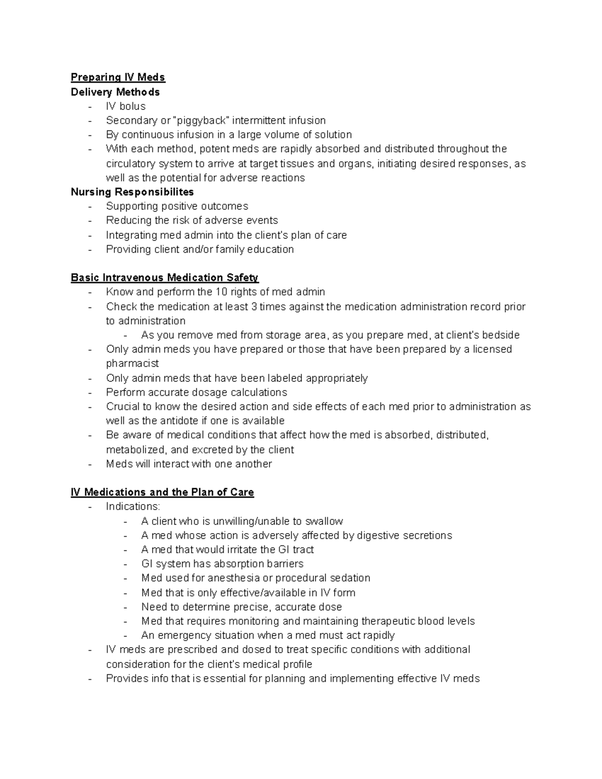 IV Med Admin Skills 3 - Dr.Williams class notes - Preparing IV Meds ...